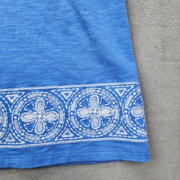 Vintage C Wonder Midi T Shirt Dress Women's Medium Blue V Neck Embroidered - Picture 6 of 11